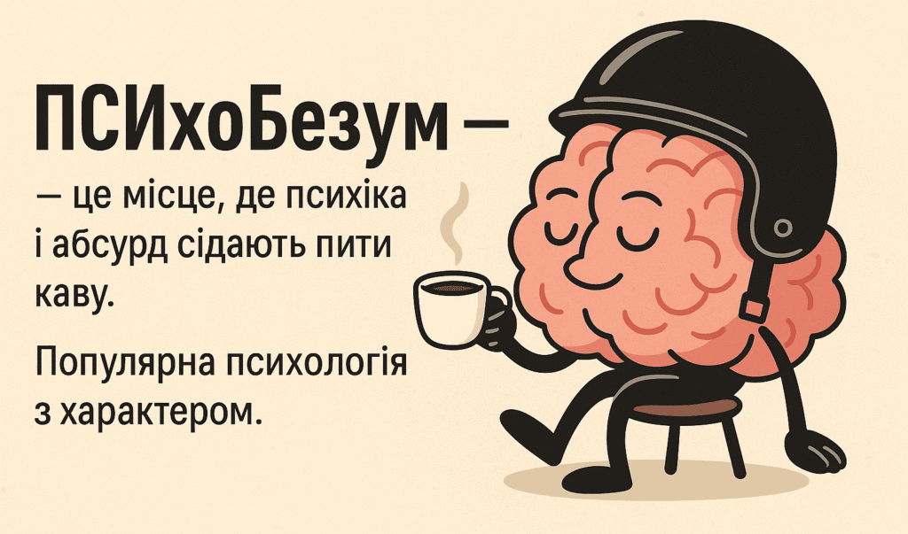 ПСИхоБезум — це місце, де психіка й абсурд сідають пити каву. Популярна психологія з характером.