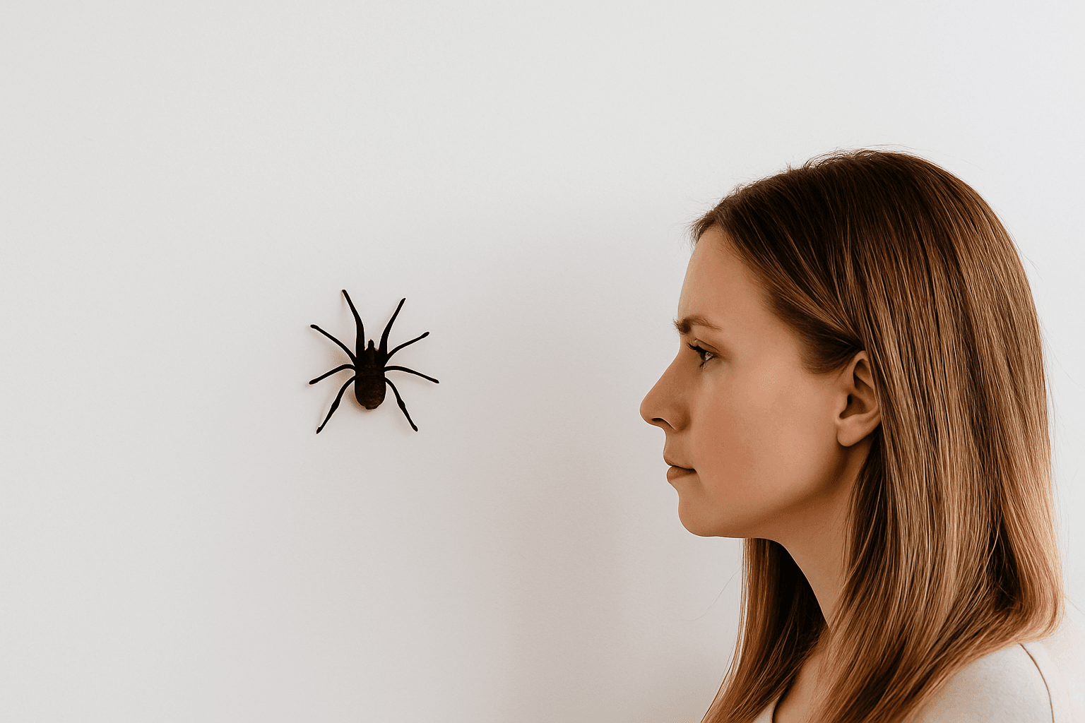 Зображення експозиції: людина дивиться на павука — приклад подолання страху